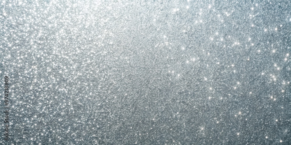 Fototapeta premium Glowing silver foil glitter paper wall with copy space for abstract texture background