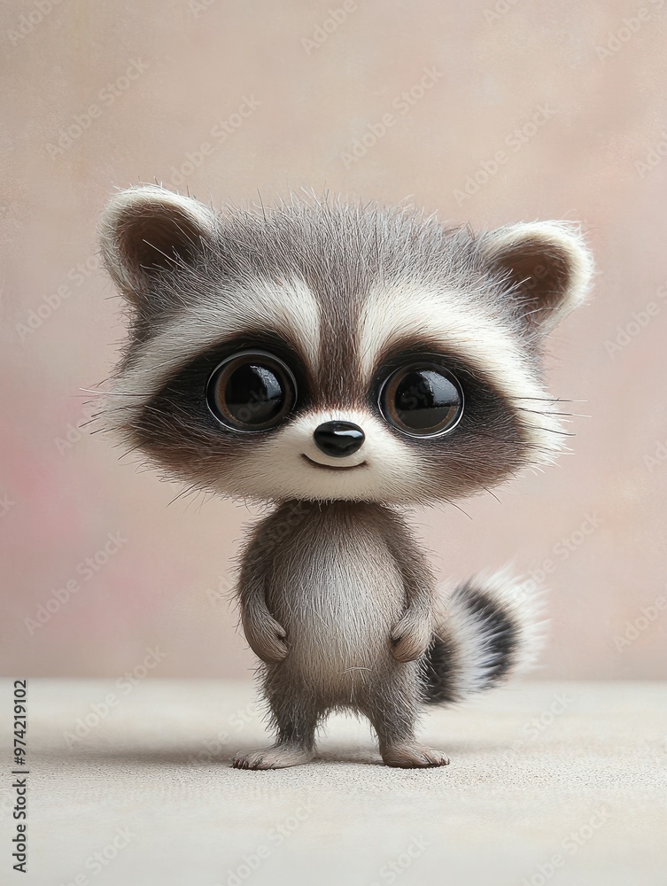 Cute cartoon raccoon with big eyes and a fluffy body, perfect for children's illustrations and playful designs. Cute cartoon raccoon with big eyes and a fluffy body, perfect for children's illustrations and playful designs.