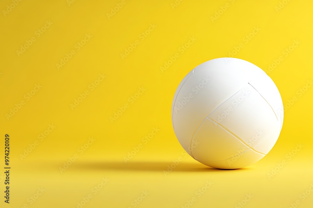 White Volleyball on a Yellow Background White Volleyball on a Yellow Background