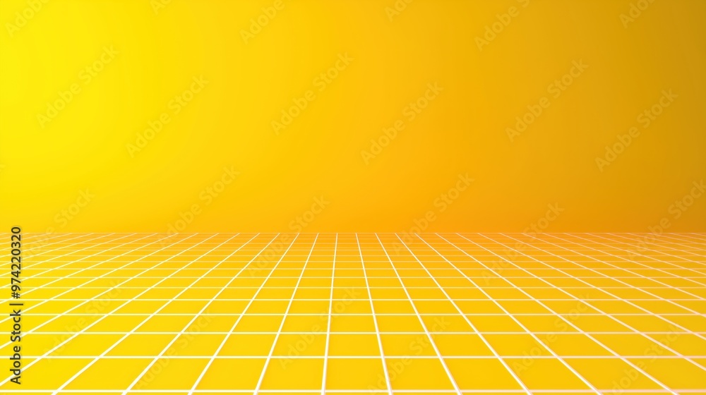 Yellow Abstract Background with Tiled Grid Floor in Minimalist Style. Yellow Abstract Background with Tiled Grid Floor in Minimalist Style.
