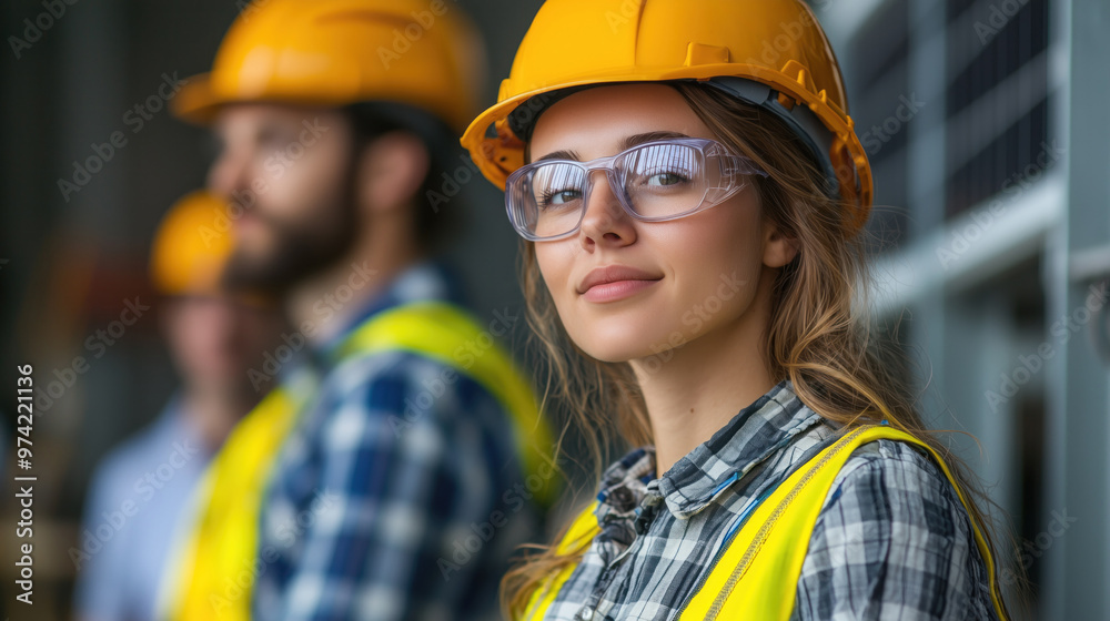 Confident Female Construction Worker Wearing Safety Gear Confident Female Construction Worker Wearing Safety Gear