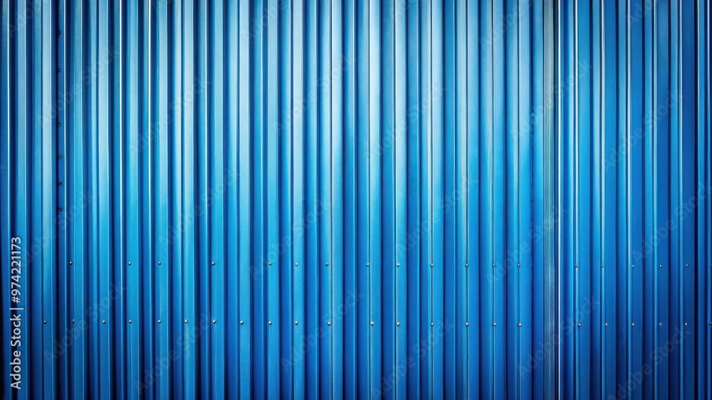Blue corrugated metal panel with vertical texture surface Blue corrugated metal panel with vertical texture surface
