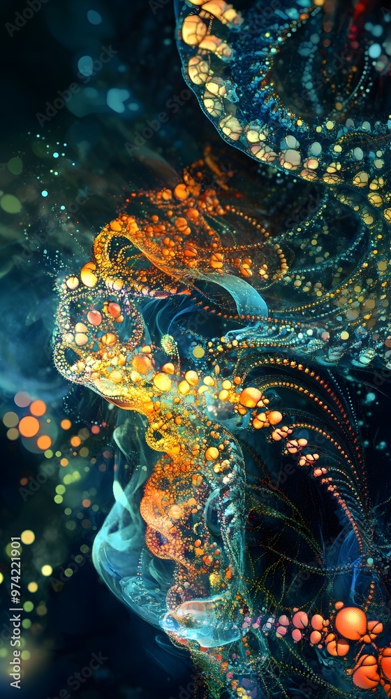 Protein Folding Process: Abstract depiction of protein folding, with intricate shapes and dynamic colors.
Protein Folding Process: Abstract depiction of protein folding, with intricate shapes and dynamic colors.