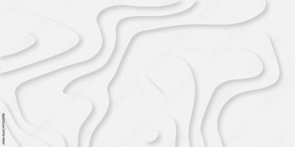 Abstract white paper cut background with lines. Background of the topographic map. White wave paper curved reliefs abstract background. Realistic papercut decoration textured with wavy layers. Abstract white paper cut background with lines. Background of the topographic map. White wave paper curved reliefs abstract background. Realistic papercut decoration textured with wavy layers.