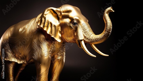 Luxurious gold elephant with majestic tusks