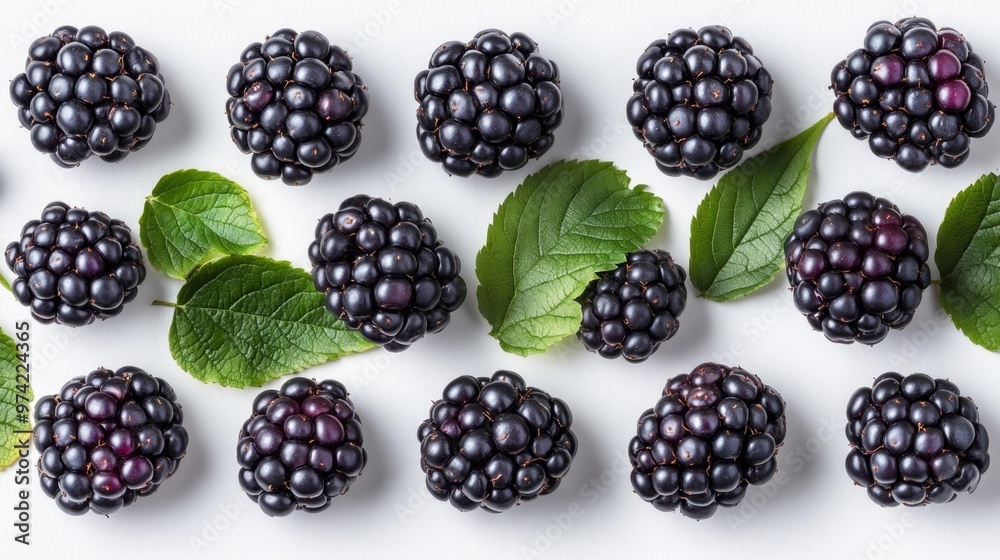 Fresh Blackberries on Green Leaves Generative AI Fresh Blackberries on Green Leaves Generative AI