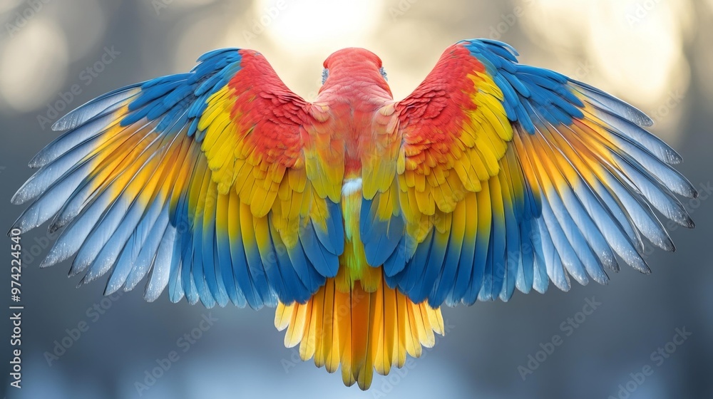 Obraz premium Vibrant Parrot Wings Spread in Full Color Generative AI