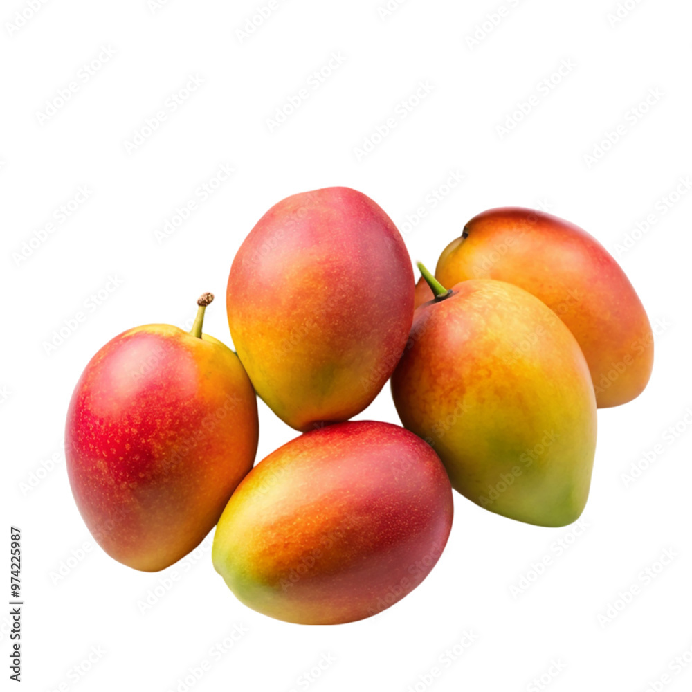Branch of delicious ripe mango Isolated On Transparent Background Branch of delicious ripe mango Isolated On Transparent Background