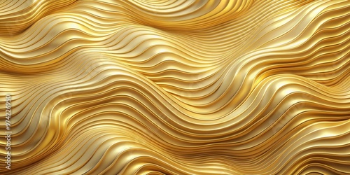 An abstract and seamless golden topographic surface with a layered wavy pattern