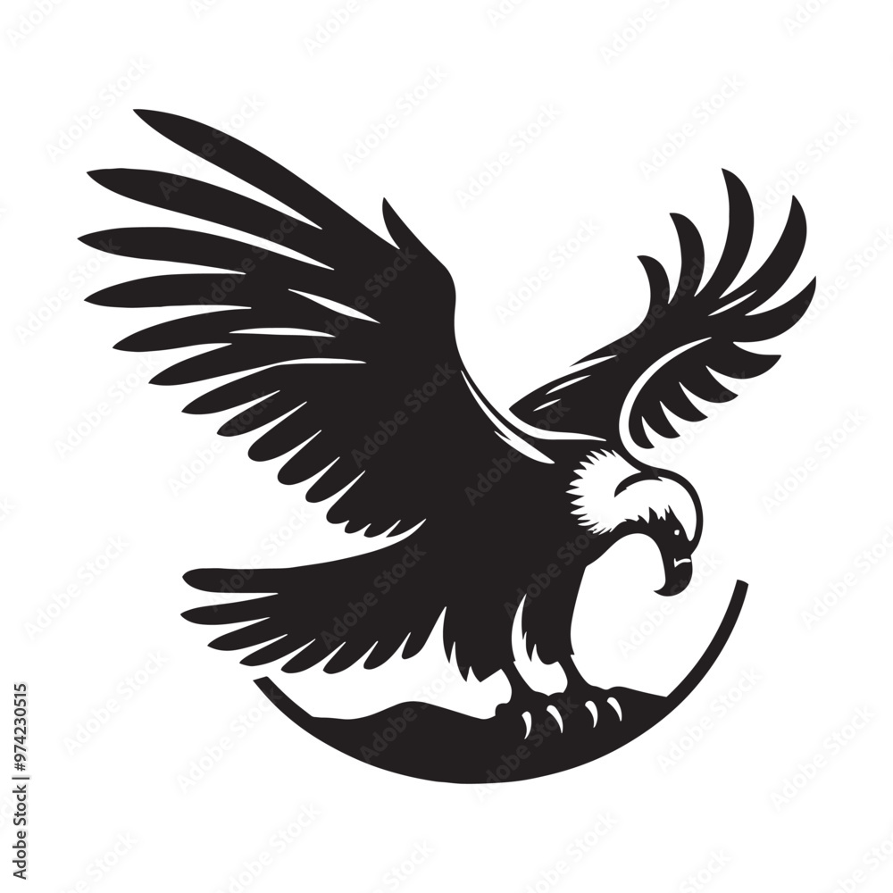Fototapeta premium Detailed condor silhouette for modern artistic uses - Condor illustration - minimallest condor vector 