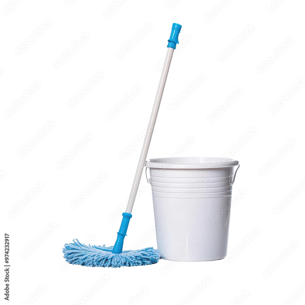 A clean mop and bucket set, perfect for home cleaning tasks and maintaining hygiene in any space. A clean mop and bucket set, perfect for home cleaning tasks and maintaining hygiene in any space.