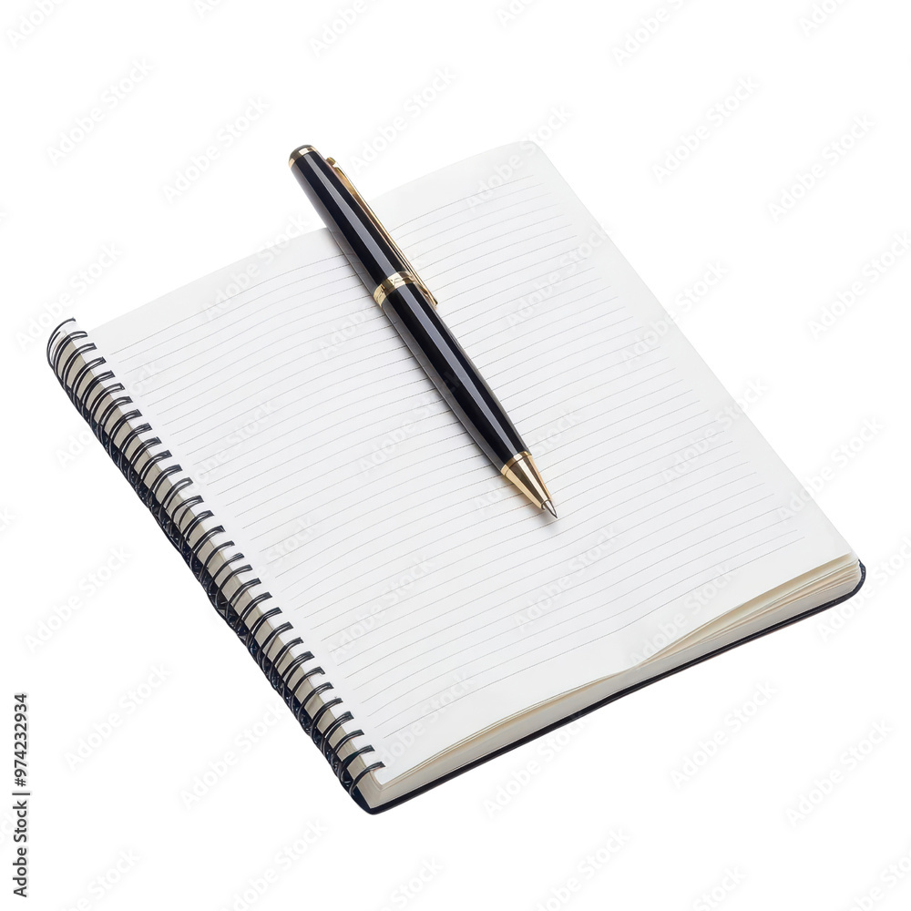 A clean, blank notebook with a pen, perfect for jotting down notes, ideas, or plans for any creative project. A clean, blank notebook with a pen, perfect for jotting down notes, ideas, or plans for any creative project.