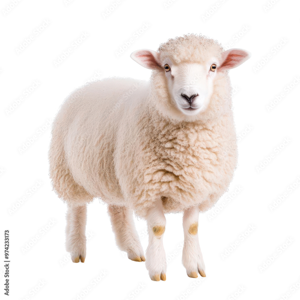 A cute, fluffy sheep standing gracefully, showcasing its soft wool coat and gentle expression, perfect for nature-themed projects. A cute, fluffy sheep standing gracefully, showcasing its soft wool coat and gentle expression, perfect for nature-themed projects.