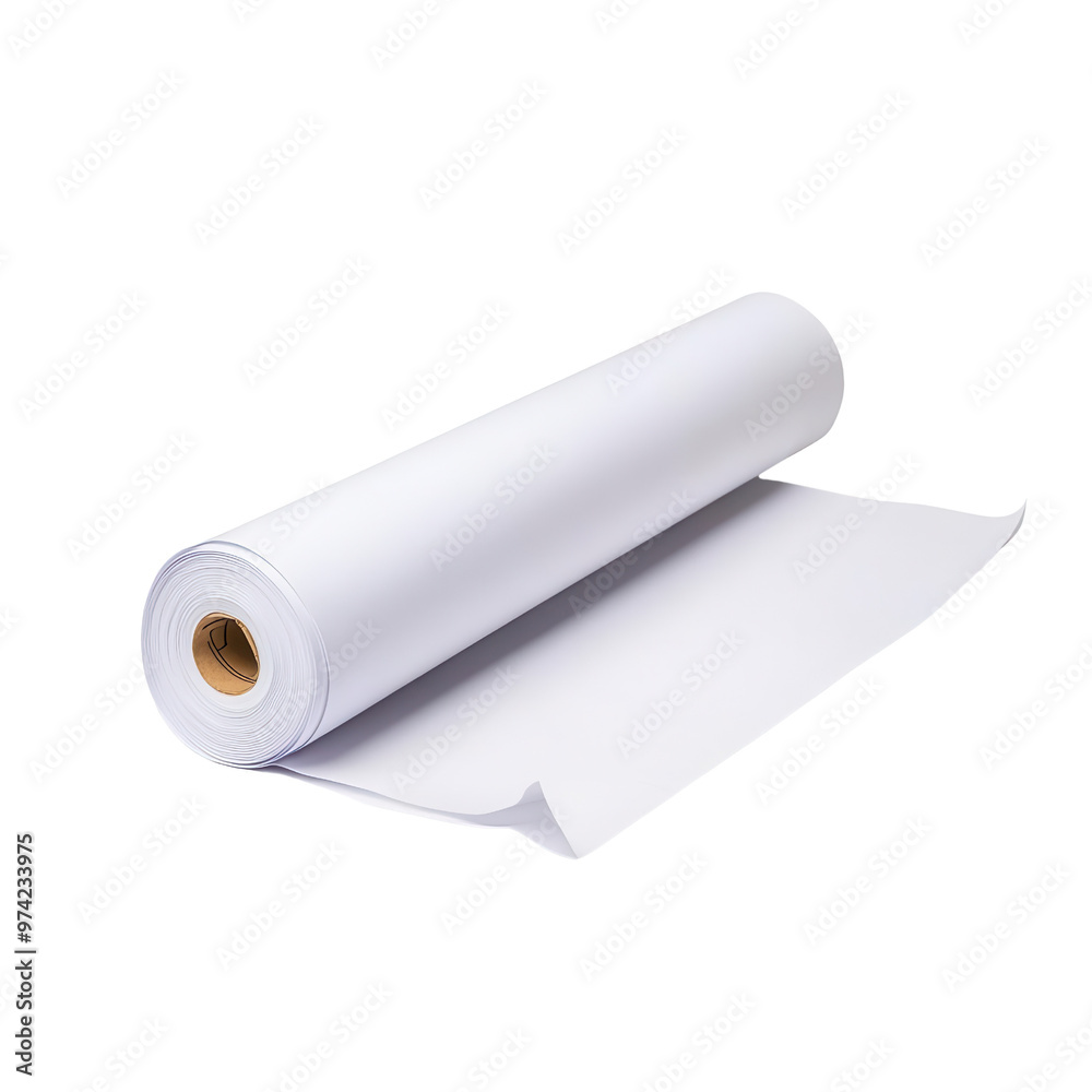A roll of white paper ready for various creative and practical applications, ideal for art, design, and printing projects. A roll of white paper ready for various creative and practical applications, ideal for art, design, and printing projects.
