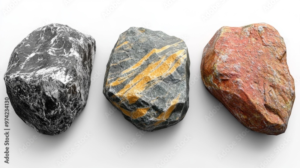 Three Natural Stones in Different Colors Generative AI Three Natural Stones in Different Colors Generative AI
