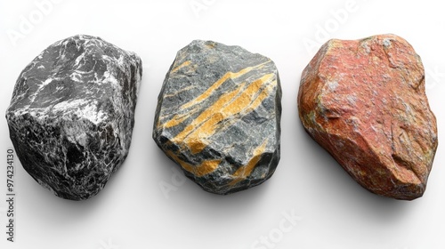 Three Natural Stones in Different Colors Generative AI photo