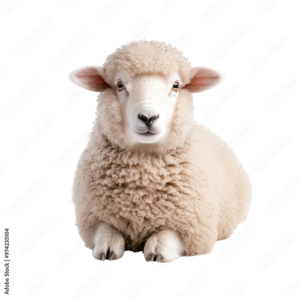 Adorable sheep resting peacefully, showcasing its thick, fluffy wool and gentle demeanor. Perfect for agricultural themes. Adorable sheep resting peacefully, showcasing its thick, fluffy wool and gentle demeanor. Perfect for agricultural themes.