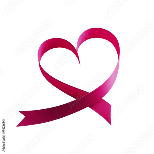 pink ribbon heart shape 3D iillustration