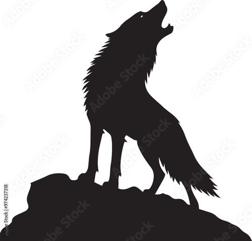 wolf howling halloween simple silhouette black