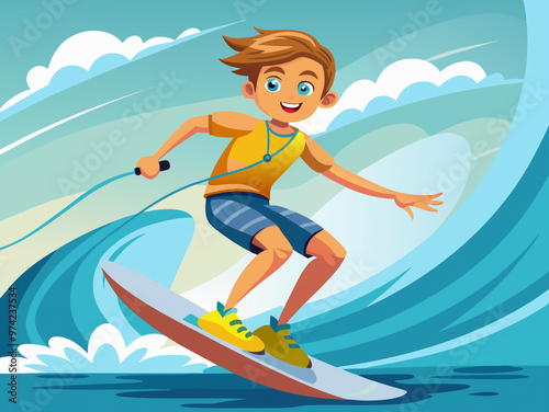 Colorful Wakeboarding Vector Illustrations: Perfect for Custom Merchandise and Apparel Branding