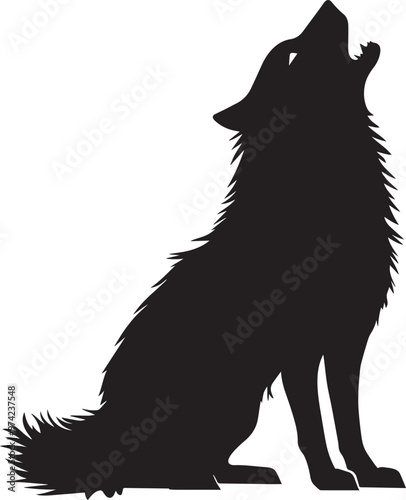 wolf howling halloween simple silhouette black