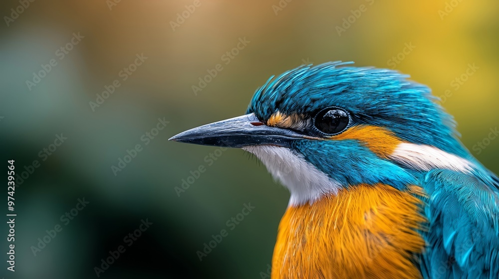vibrant blue above, sunny yellow below; black beak contrasting; white and yellow chest stripe distinct vibrant blue above, sunny yellow below; black beak contrasting; white and yellow chest stripe distinct