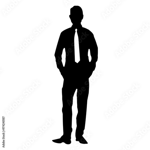 business man standing pose silhouette