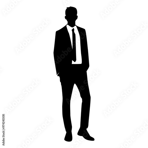 business man standing pose silhouette