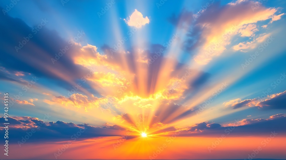 Stunning Sunset with Dramatic Clouds and Golden Rays Stunning Sunset with Dramatic Clouds and Golden Rays