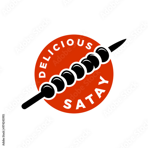 Delicious satay logo vector illustration template Indonesian traditional food