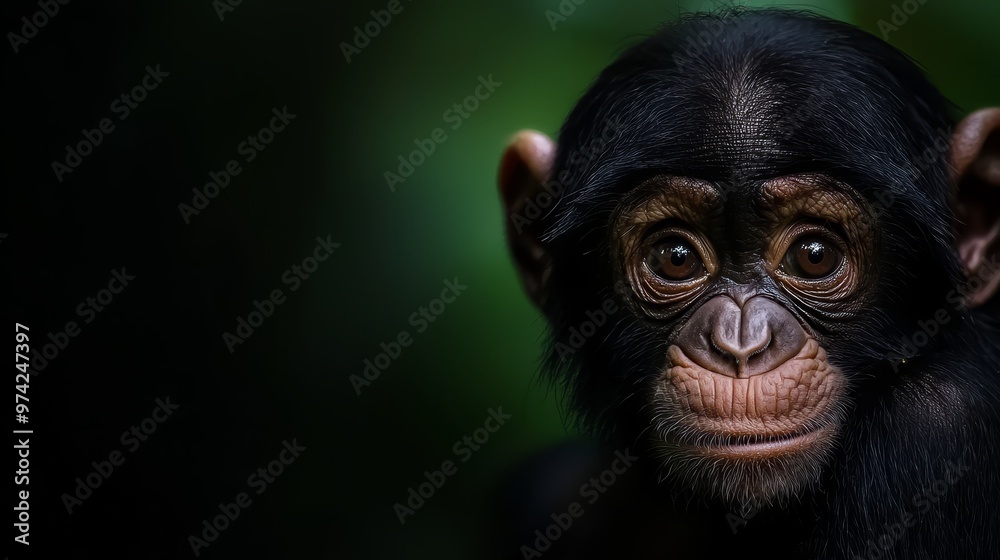 A close-up of a monkey's face with a blurred background behind it A close-up of a monkey's face with a blurred background behind it