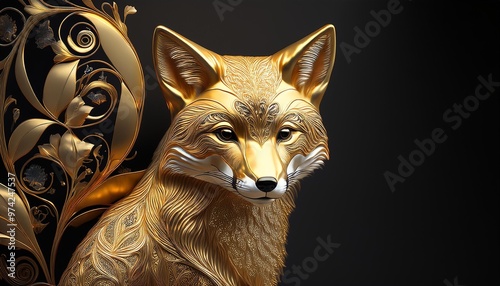 Chic gold fox with abstract patterns photo