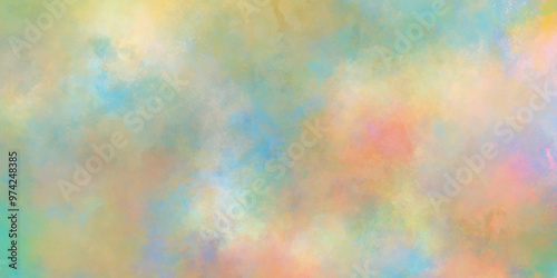 Abstract cloudy soft artistic multicolor watercolor background, Rainbow watercolor banner background with stains, Abstract pastel color watercolor for background and template design.