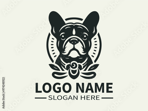 French Bulldog Logo Design, Frenchie, Bat-eared Dog, Cute Dog, Playful Pup