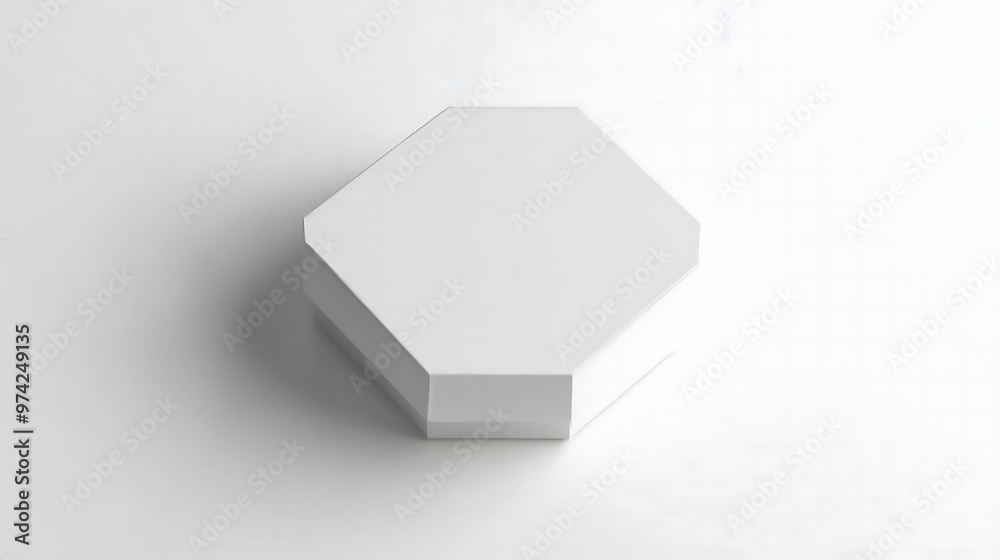 White Hexagon Box Mockup on White Background White Hexagon Box Mockup on White Background