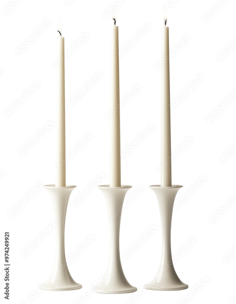 Set of Three Minimalist Candlesticks in Varying Heights Isolated on Transparent Background Set of Three Minimalist Candlesticks in Varying Heights Isolated on Transparent Background