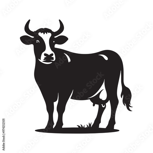 Detailed cow silhouette for versatile creative uses - Cow black vector
