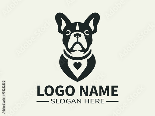 French Bulldog Logo Design, Frenchie, Bat-eared Dog, Cute Dog, Playful Pup