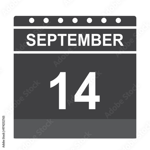 September 14 calender  reminder, 14 September daily calender icon template