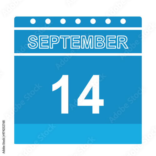 September 14 calender  reminder, 14 September daily calender icon template