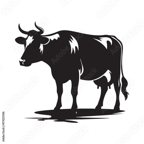 Simplified cow silhouette for creative media and digital uses - Cow illustration - minimallest cow vector
