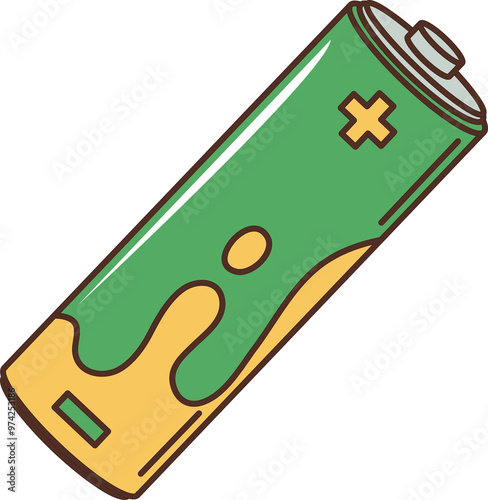 Aa battery retro groovy element and symbol, vector photo