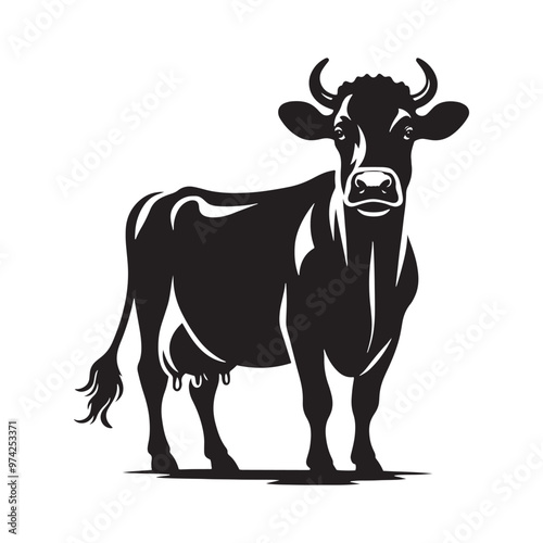 Creative cow silhouette for unique digital and print media - Cow illustration - minimallest cow vector
