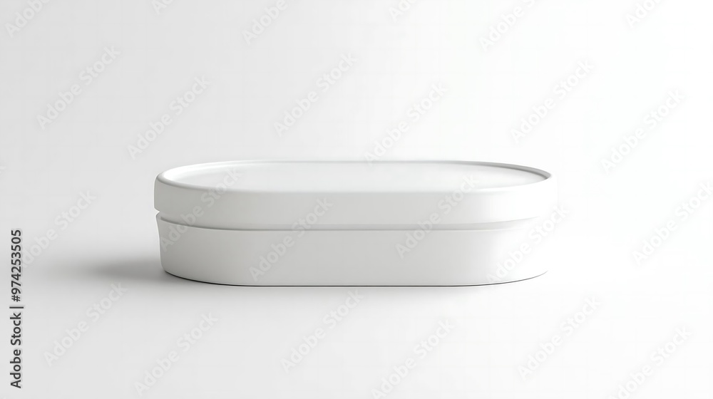 White Oval Plastic Container Mockup Isolated on White Background White Oval Plastic Container Mockup Isolated on White Background