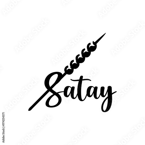 Lettering logo of satay Indonesian traditional food
