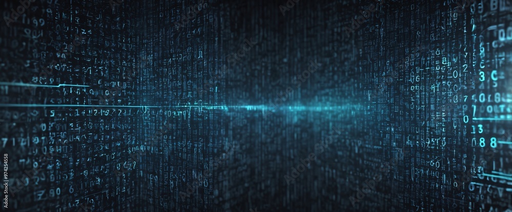 An abstract digital background with binary code and AI algorithms running in the background An abstract digital background with binary code and AI algorithms running in the background