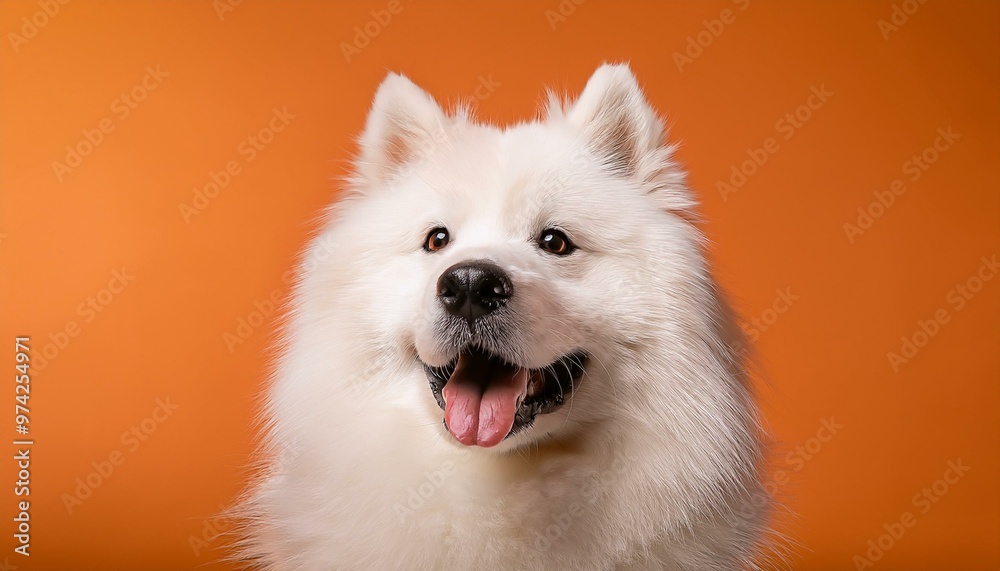 Samoyed on colored background