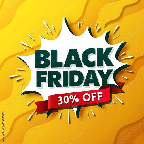 Bold Black Friday Discount Sign with 30% Off 