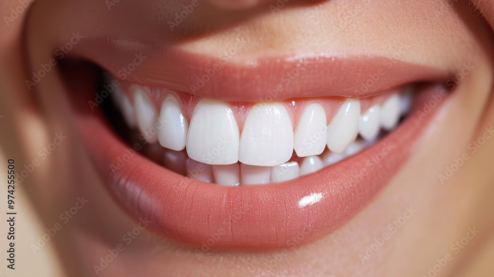 The closeup view of a woman s beautiful smile, showcasing her white teeth The closeup view of a woman s beautiful smile, showcasing her white teeth