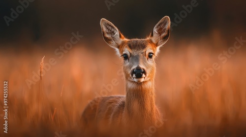  A deer's face, tightly framed in a sea of towering grasses The background softly blurs ..Or, if you prefer a more